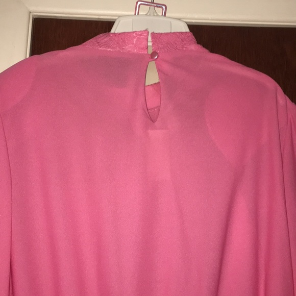 Worn Once Pink Chiffon Midi Dress with 3/4 Sleeve - Picture 3 of 4